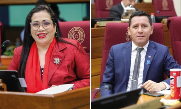 La senadora Norma Aquino, alias Yamy Nal, y el senador Javier Vera, alias Chaqueñito, ambos ex Cruzada Nacional y hoy cartistas. Senado