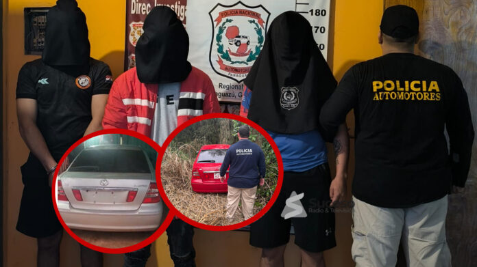 Hurto de autos en Coronel Oviedo: aprehenden a sospechosos y recuperan vehículos - Foto: Gentileza, Edición Suceso
