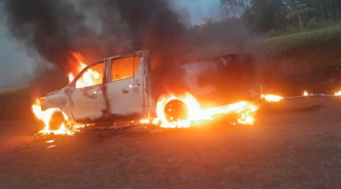 El cuerpo fue hallado en esta camioneta.