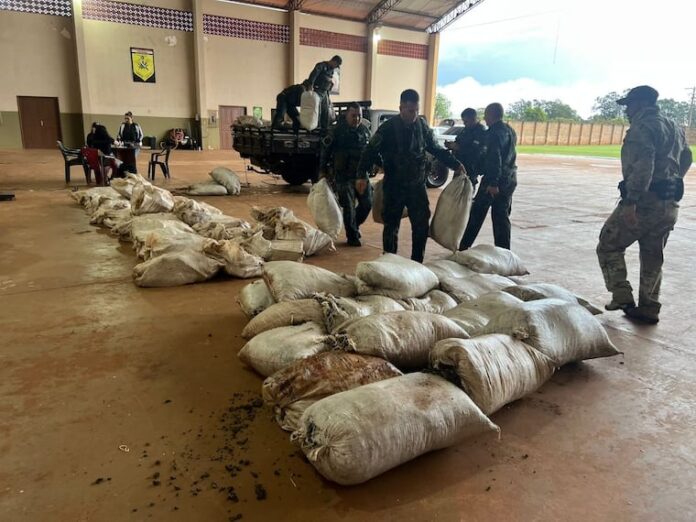Varias bolsas de marihuana fueron incautadas dentro del vehículo. Foto: SENAD.