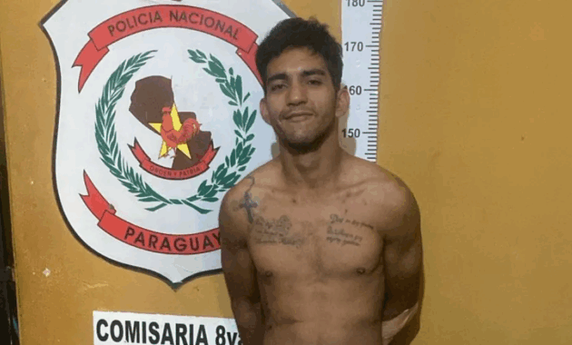 El detenido fue identificado como Juan Daniel Britos Báez, paraguayo, soltero, de 24 años de edad.Foto: Gentileza