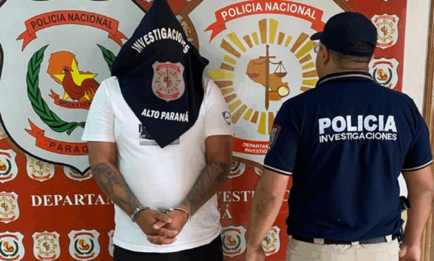 La detención de Marcelo Augusto Silvero, de 33 años, se realizó en el barrio Carolina de Ciudad del Este.Foto: Edgar Medina.