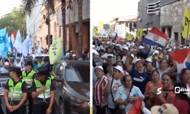 Docentes copan calles de Asunción con multitudinaria marcha.Foto: Captura de video / NPY.