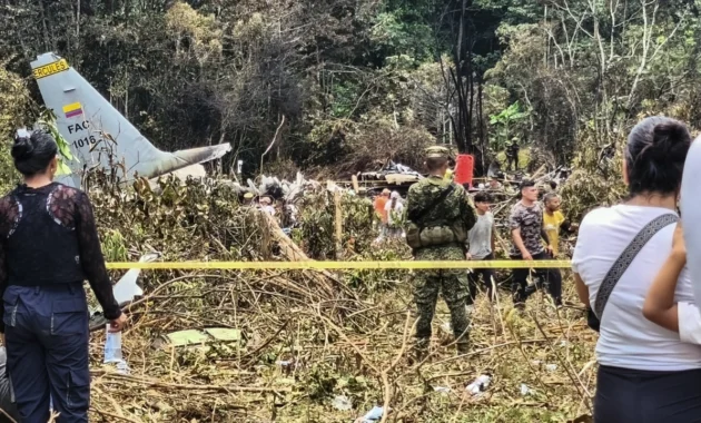 Avión Hércules de la Fuerza Aérea Colombiana se accidenta al despegar en Putumayo con tropas a bordo - Foto: AFP
