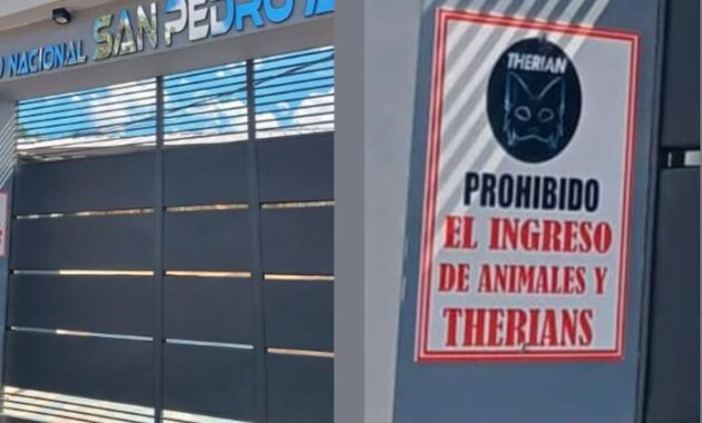 El cartel está colocado en la entrada del colegio. Foto: Gentileza