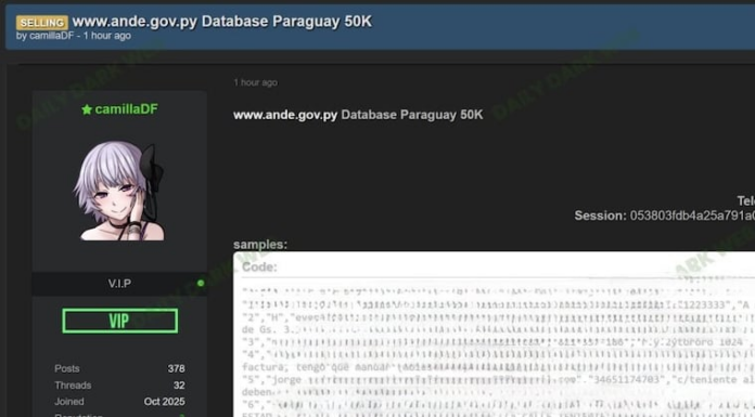 Base de datos de la ANDE que estaría circulando en internet. Base de datos de la ANDE que estaría circulando en internet.