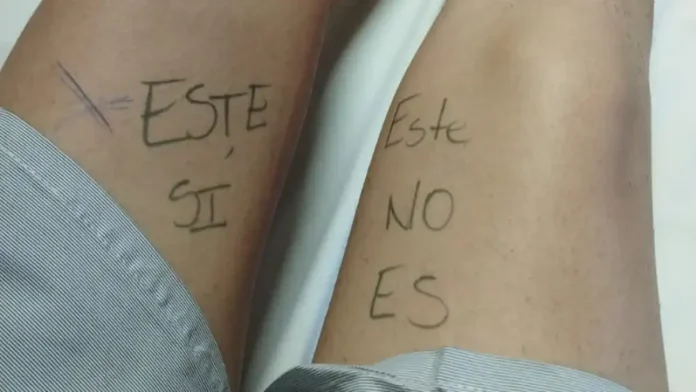 Creativa estrategia. Mariangel dejó bien en claro que pierna operar. Gentileza. Creativa estrategia. Mariangel dejó bien en claro que pierna operar. Gentileza.