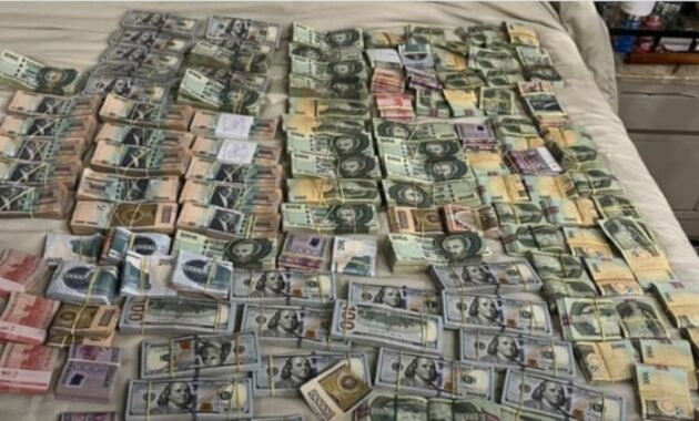 Los investigadores hallaron una gran cantidad de dinero en la habitación donde fue detenida Dalia López. Foto: Gentileza
