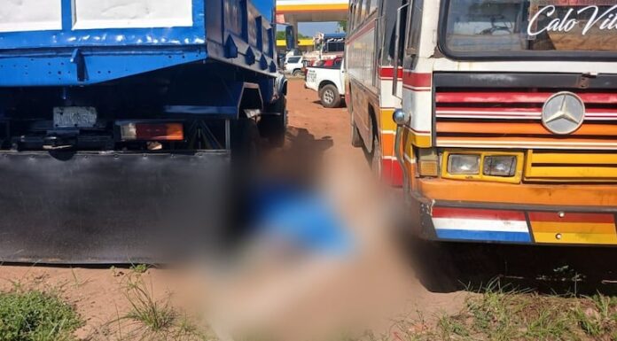 El chofer logró estacionar el bus antes de producirse su deceso. Foto: Sucesos Paraguay.