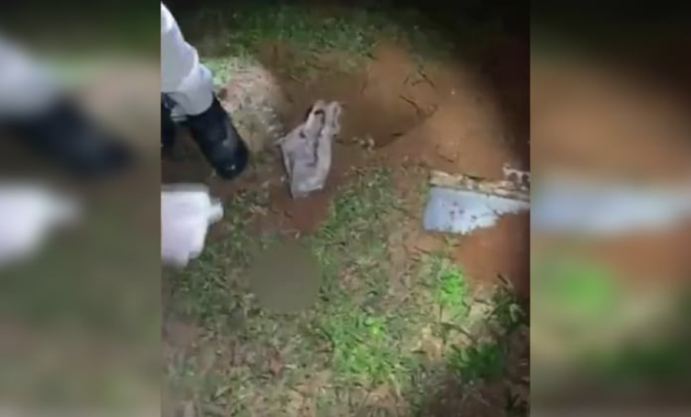 El feto fue localizado en un patio baldío. Imagen: captura de video.