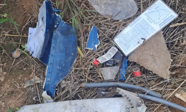 La zona donde fueron hallados los restos de una persona y las partes de un helicóptero en la localidad de Bahía Negra, Alto Paraguya. Foto: Gentileza