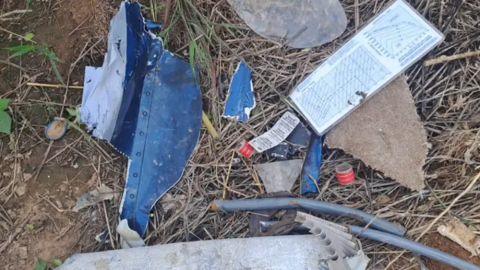La zona donde fueron hallados los restos de una persona y las partes de un helicóptero en la localidad de Bahía Negra, Alto Paraguya. Foto: Gentileza