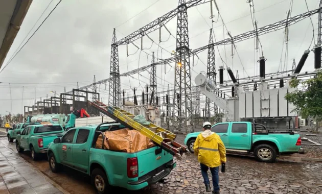 Instalaciones. Así se ve la Subestación Presidente Franco, que alcanza 392 MVA de potencia instalada.Foto: GENTILEZA ANDE.