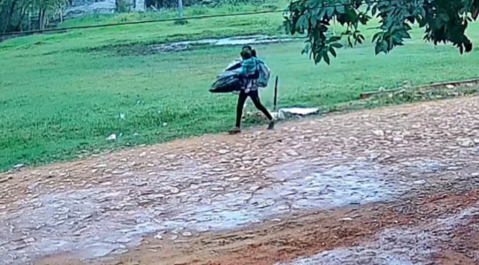 La mujer llevaba un bebé en brazos al momento del robo. Imagen: captura de video.