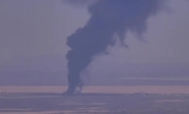 Varias imágenes muestran una gran columna de humo negro en el área donde se estrelló la aeronave.Foto: EFE.