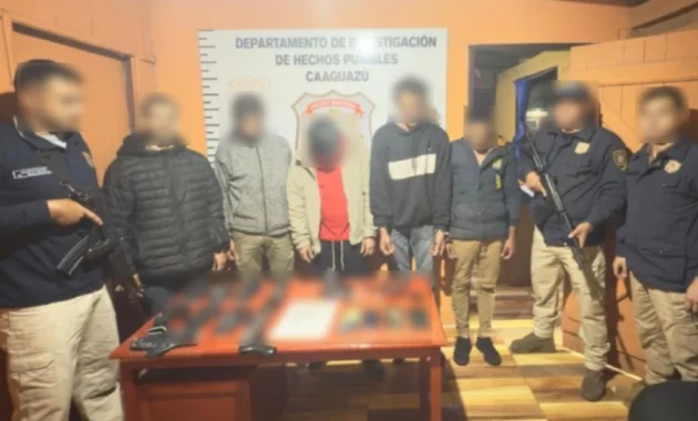 Los detenidos son Julio Rodrigo Sosa Núñez, Daniel Peña Machuca, José Armando Quiñonez Martínez, Octavio Machado Romero y Daniel Rosario Villamayor.Foto: Gentileza.