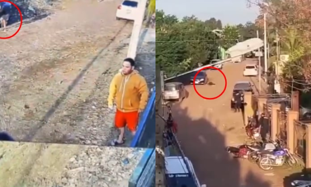 La víctima fatal cayó al costado de un automóvil tras el enfrentamiento en Guarambaré.Foto: Captura de video.