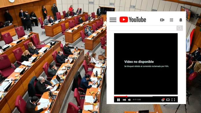 El video de la sesión ordinaria de este miércoles fue bloqueado en el canal de Senado TV de Paraguay, en YouTube, a pedido de la FIFA.Foto: Dardo Ramírez y Edición ÚH.