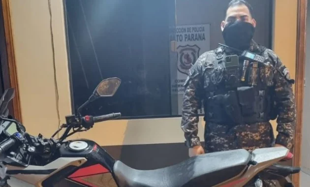 Una de las motocicletas recuperadas por la Policía Nacional.Foto: Gentileza