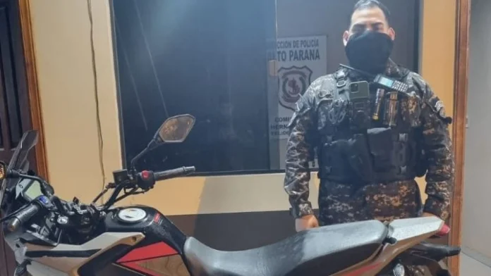 Una de las motocicletas recuperadas por la Policía Nacional.Foto: Gentileza