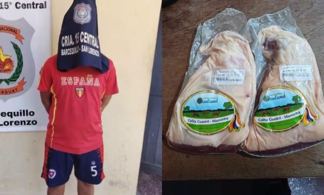 El joven tenía en su poder dos cortes de carne envasada al vacío. Foto: Gentileza.