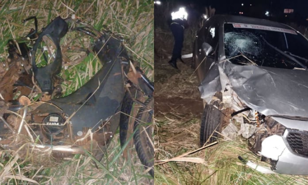 El vehículo impactó contra la motocicleta sobre la Ruta PY06. Foto: Gentileza.